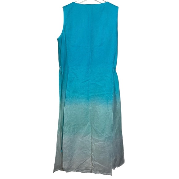 Ritu Kumar Kurta Dress Turquoise Lined Side Slit Studded Ombre Tasseled Size 36 - Picture 5 of 15